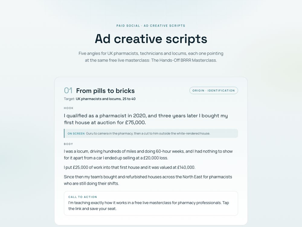Ad creative scripts preview
